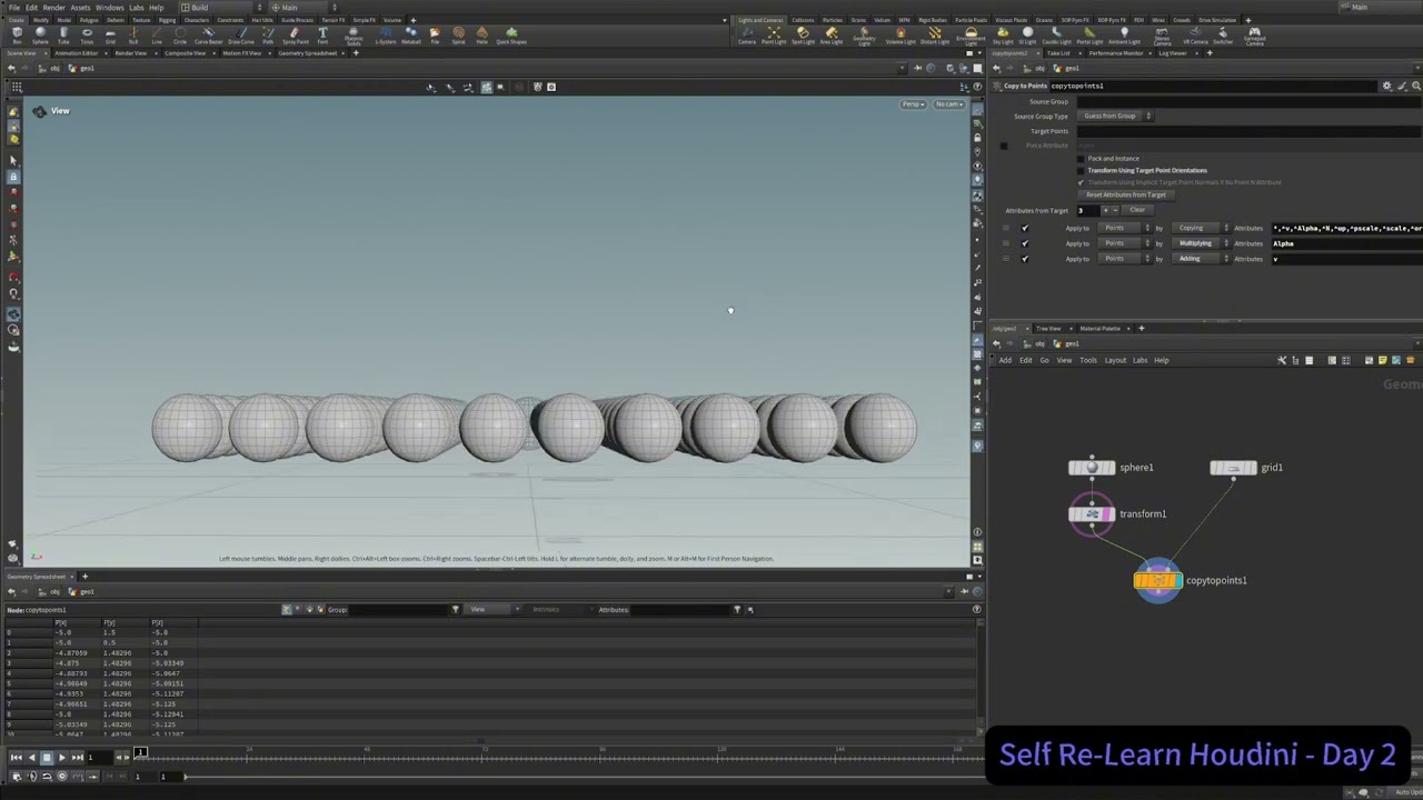 Self-learn Houdini - Day 2 - Play Copy To Points