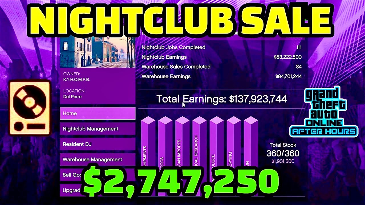 NIGHTCLUB GOODS SALE IN PUBLIC LOBBY $2.7M | GTA ONLINE