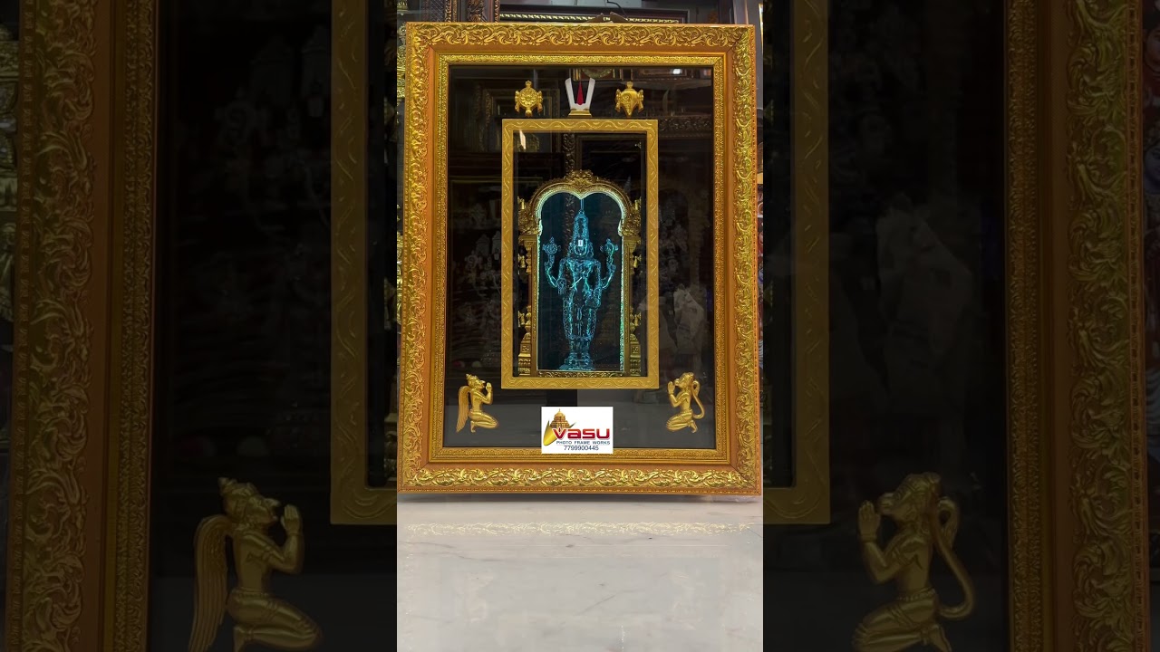 Balaji abhishekam  with door opening. 17N2D25. #balajitemple #tanjorepainting #photoframe #lighting