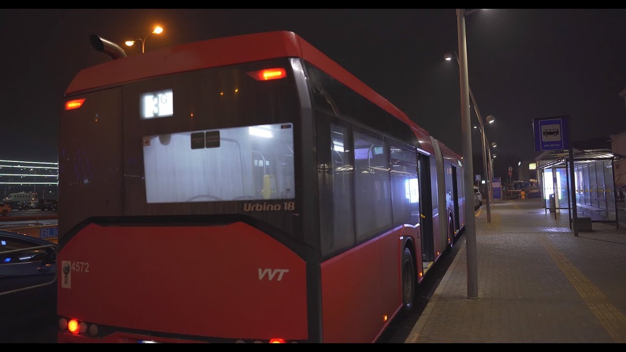 Lithuania, Vilnius, bus 3G night ride from Airport to Naujininkai