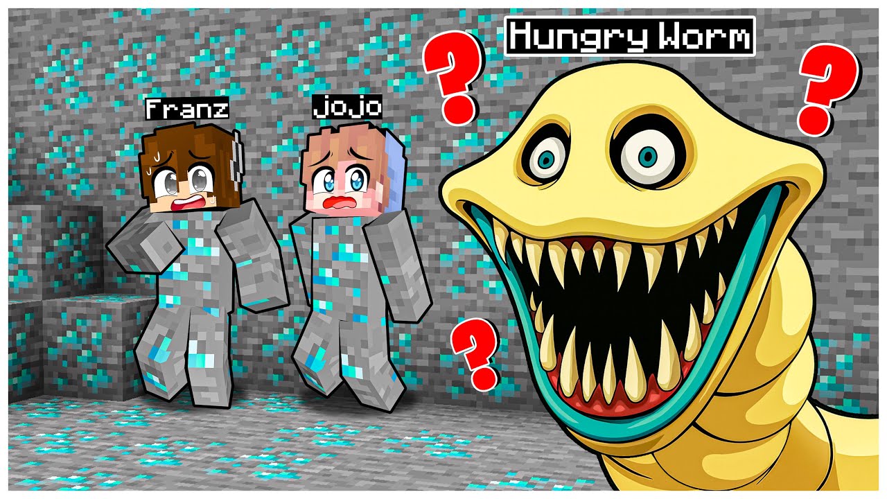 FRANZ & JOJO KETAKUTAN SEMBUNYI DARI MONSTER HUNGRY WORM di MINECRAFT