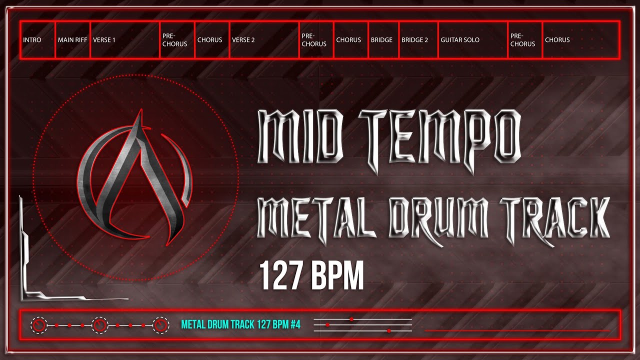 Mid Tempo Metal Drum Track 127 BPM | Preset 3.0 (HQ,HD)