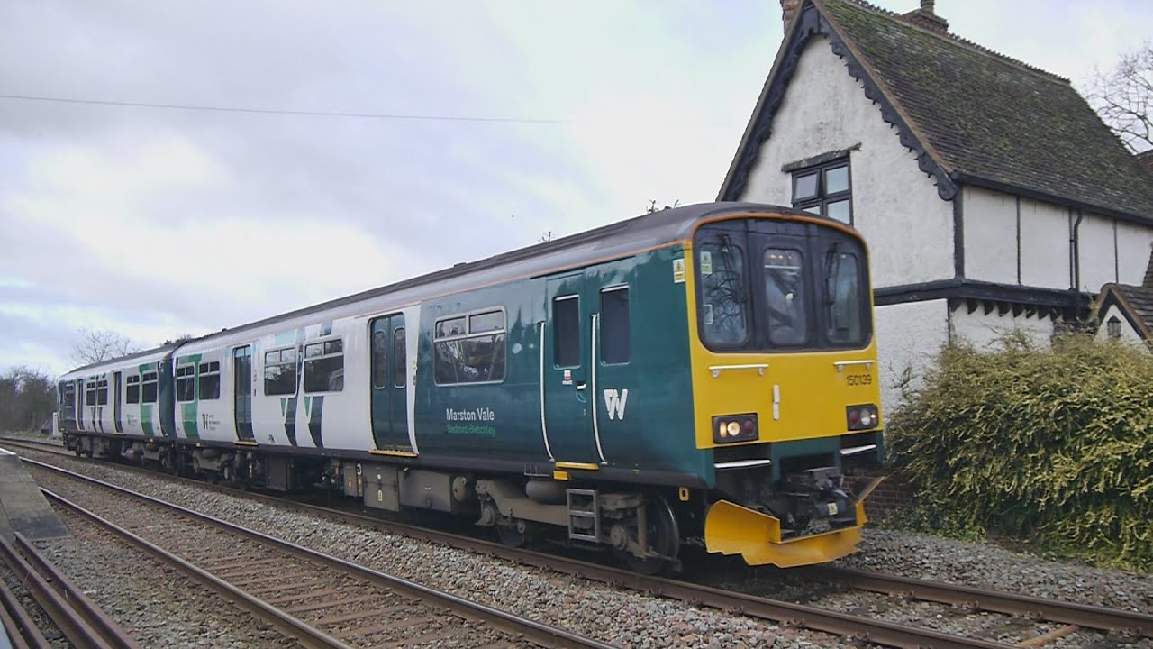 Full Reopening - Marston Vale Bedford - Bletchley Railway Line Feb 2024 class 150 150139 & 150141
