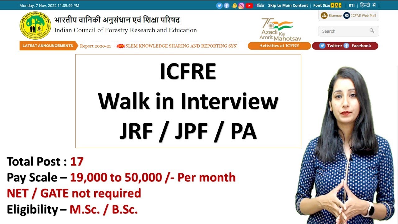 ICFRE JRF, JPF, PA Recruitment I Indian Council of Forestry Research and Education