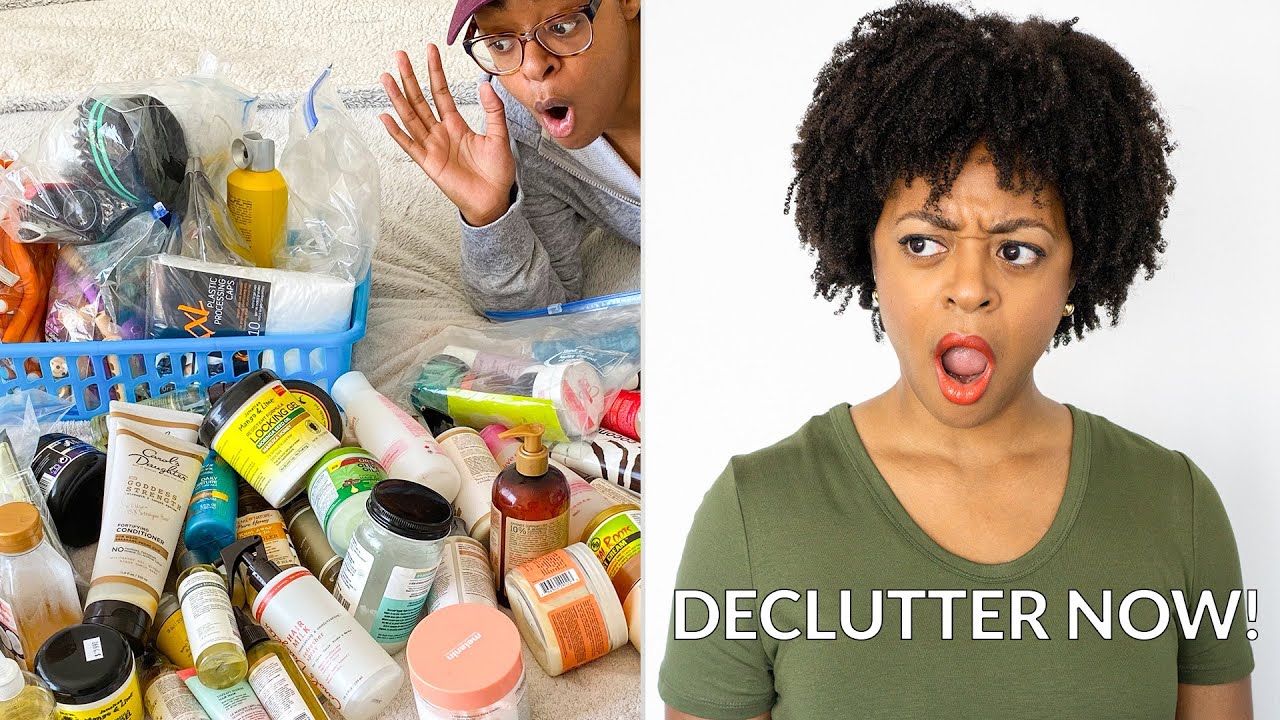 Watch me Declutter MY ENTIRE Natural Hair Product Collection | Embarrassing 🙈🤦🏾‍♀️ Organization