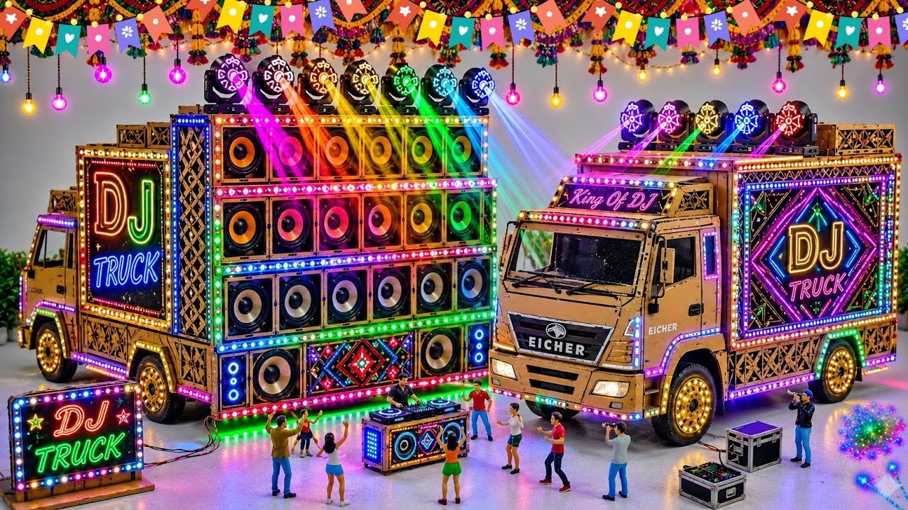 Mini DJ Truck Shivkaali Stage | How To Make Mini DJ Truck Setup With Cardboard Like A Big DJ Truck