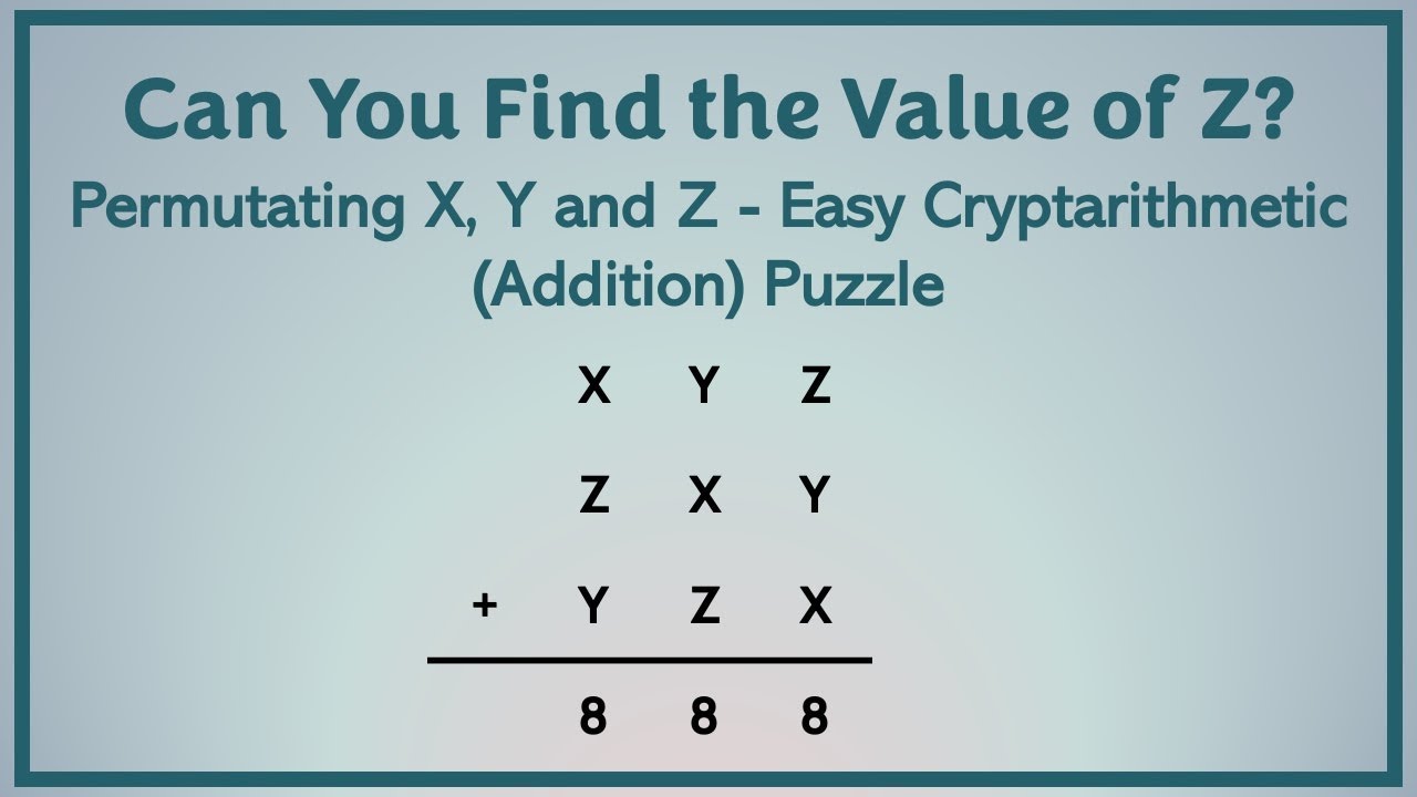 Can You Find the Value of Z in the Cryptogram/Cryptarithmetic - Number Theory Puzzle