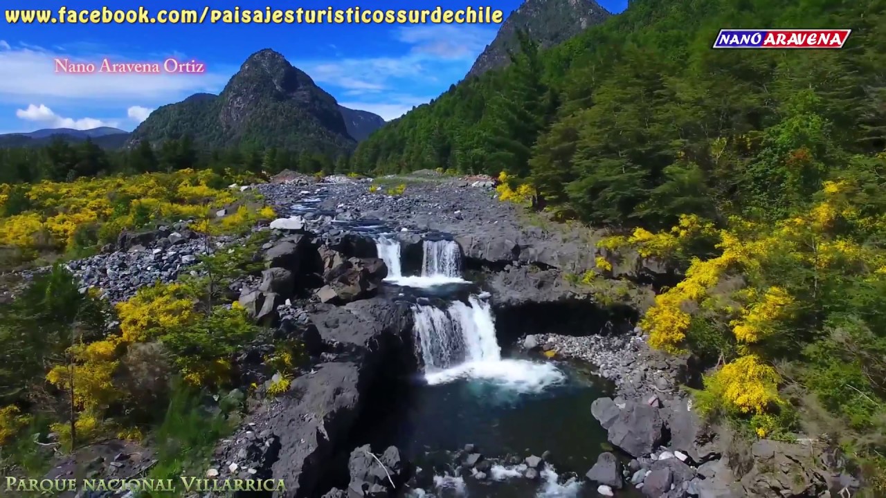 Parque Nacional Villarrica, volcán y bosque nativo Turismo Sur de Chile Vista Aérea Drone Temuco
