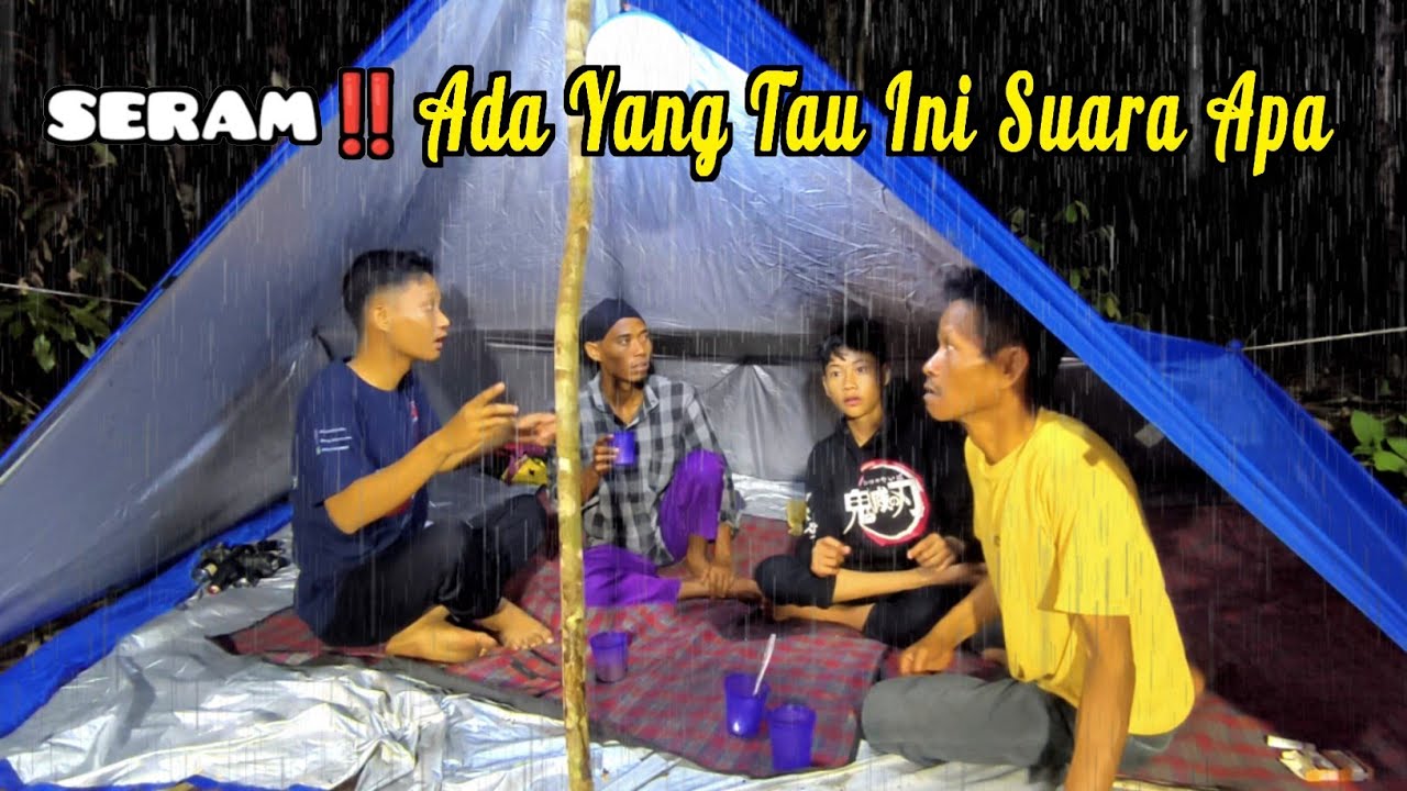 seram!! diguyur hujan deras camping dihutan ada yang tau ini suara apa, relaxing rain sound
