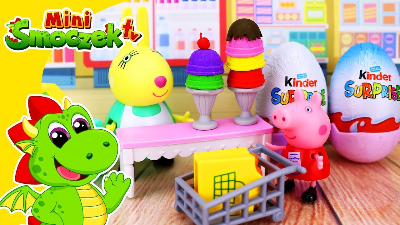 Świnka Peppa SAMA w sklepie - Jajka Niespodzianki Zabawki Bajki Dla Dzieci Po Polsku