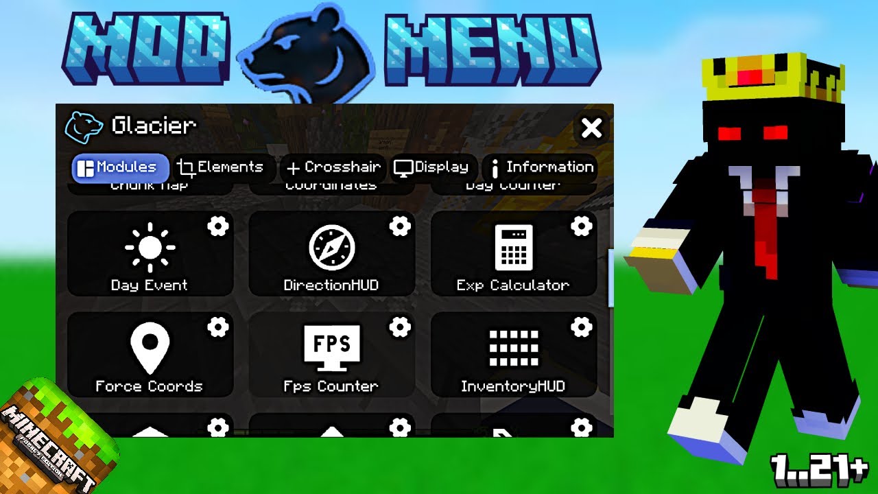 The Best Mod Menu Client (Glacier) For MCPE 1.21+