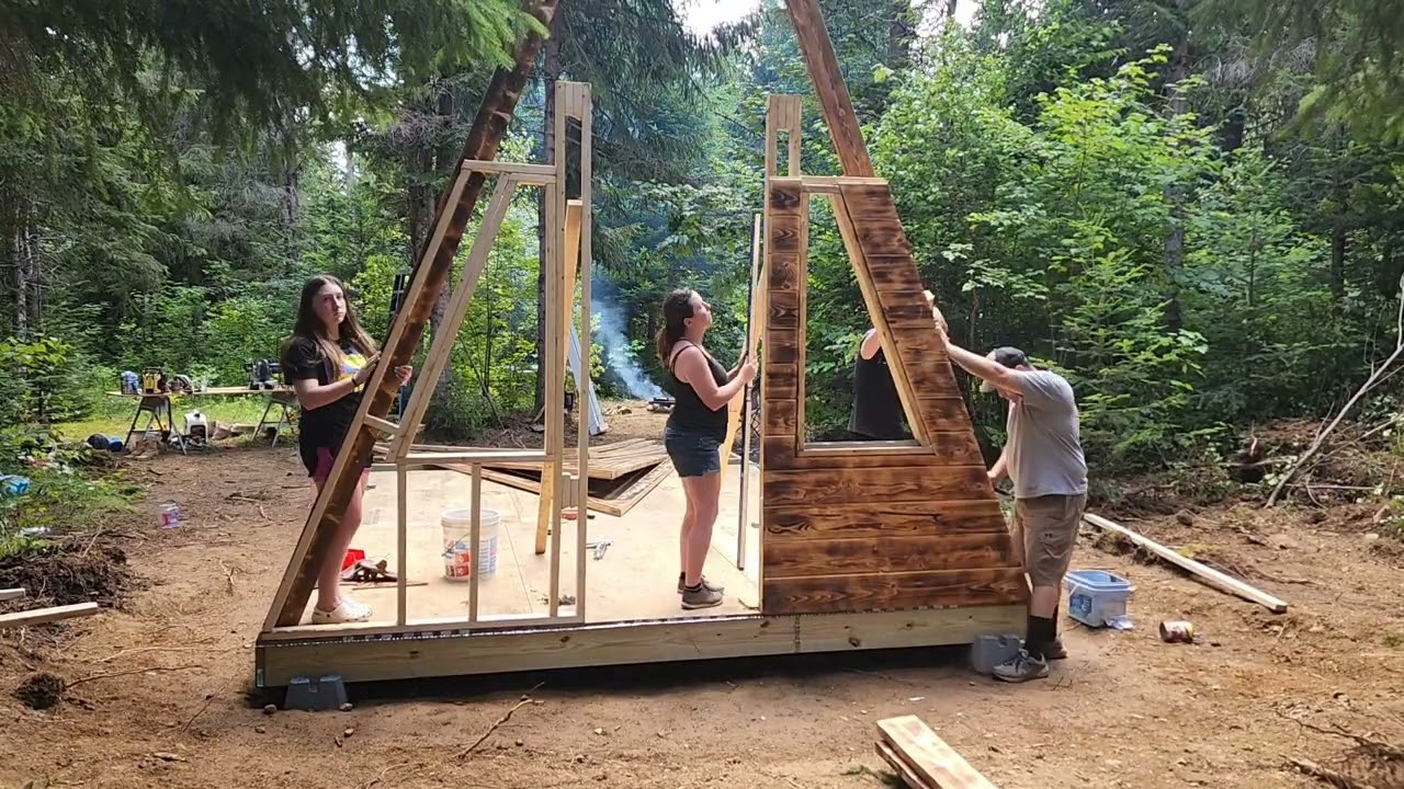 Day 2, of 7 Day A Frame Cabin Build