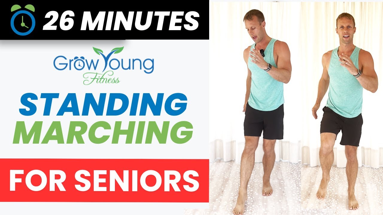 26 Min | Standing Walking + Marching For Weight Loss | Simulated Beach Walk For Seniors + Beginners