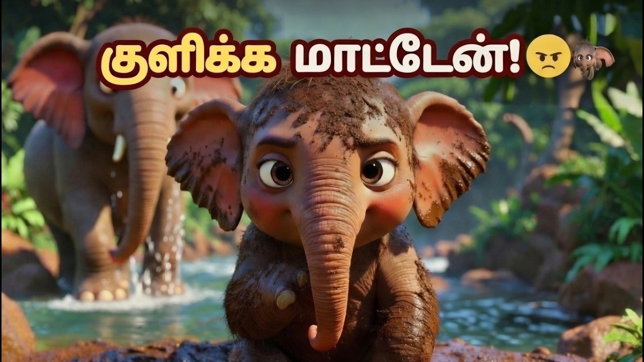 👉 “குளிக்க மாட்டேன்! சொன்ன குட்டி யானை” | 👉 இந்த யானை ஏன் குளிக்க மறுத்தது? | 👉 குளிக்க மாட்டேன்! 😠🐘