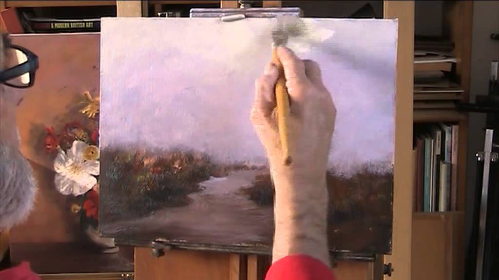 Birches by a stream  Acrylic  Pt 1