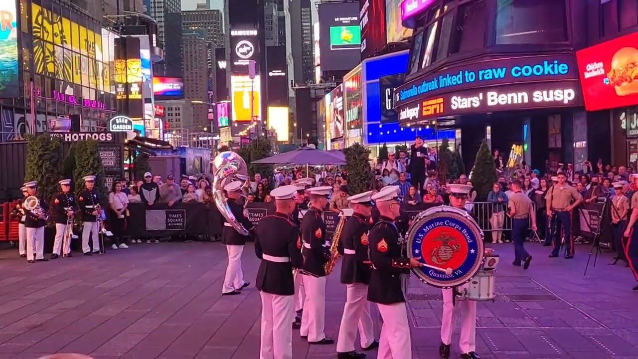 US Marine Corps Band playing in Times Square during Fleet Week