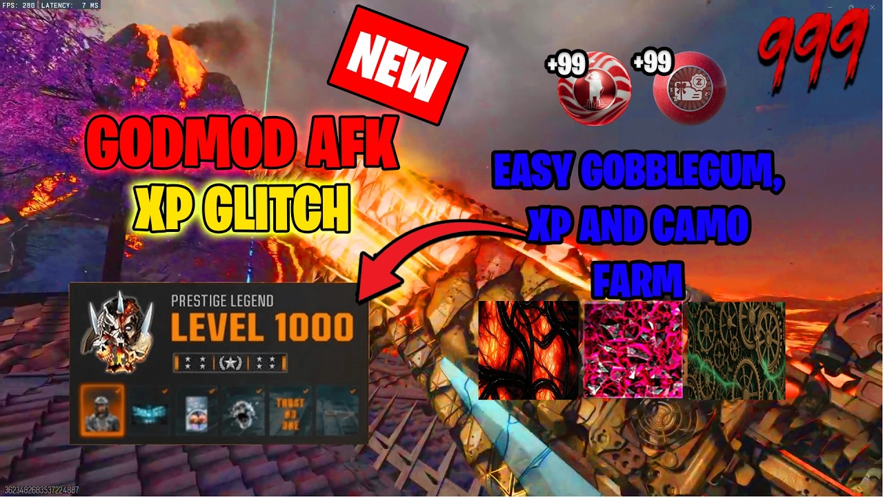 NEW AFK Godmode AFTER PATCH Round 999 Black Ops 7 Zombies XP Gobblegum and camo farm for easy levels