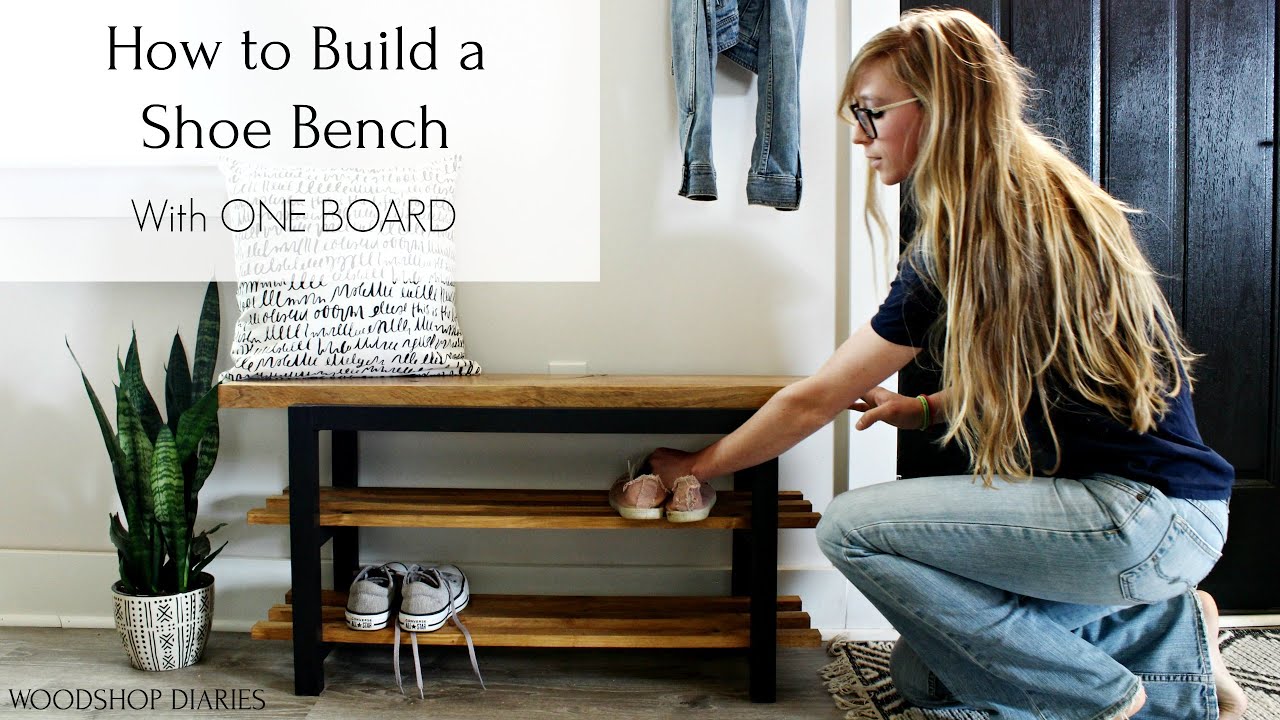 How to Build a Modern Shoe Bench {With ONE 2x10 Board!}