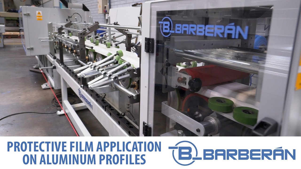 Protective film application on aluminum profiles