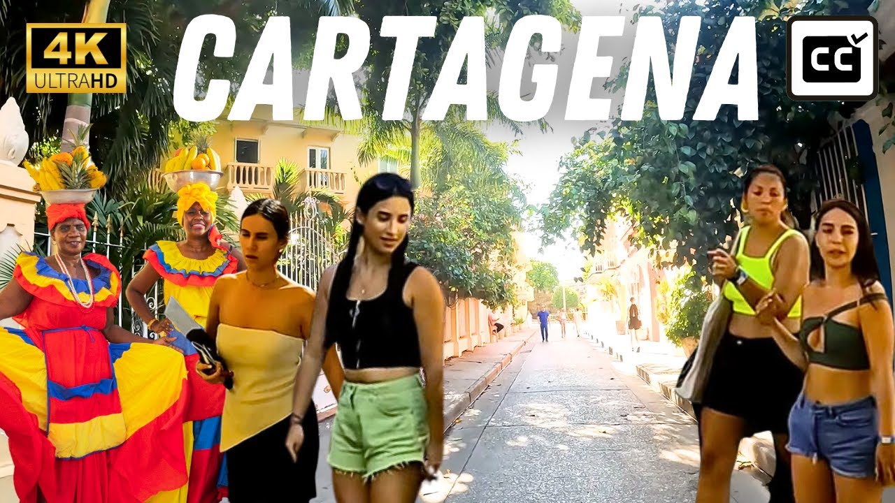 CARTAGENA, Colombia is VIBRANT and COLORFUL…. (4K Walking and Caption Tour)