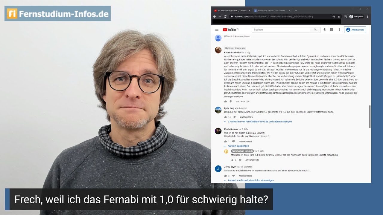 Bin ich frech, weil ich ein Fernabi mit 1,0 für schwierig halte?