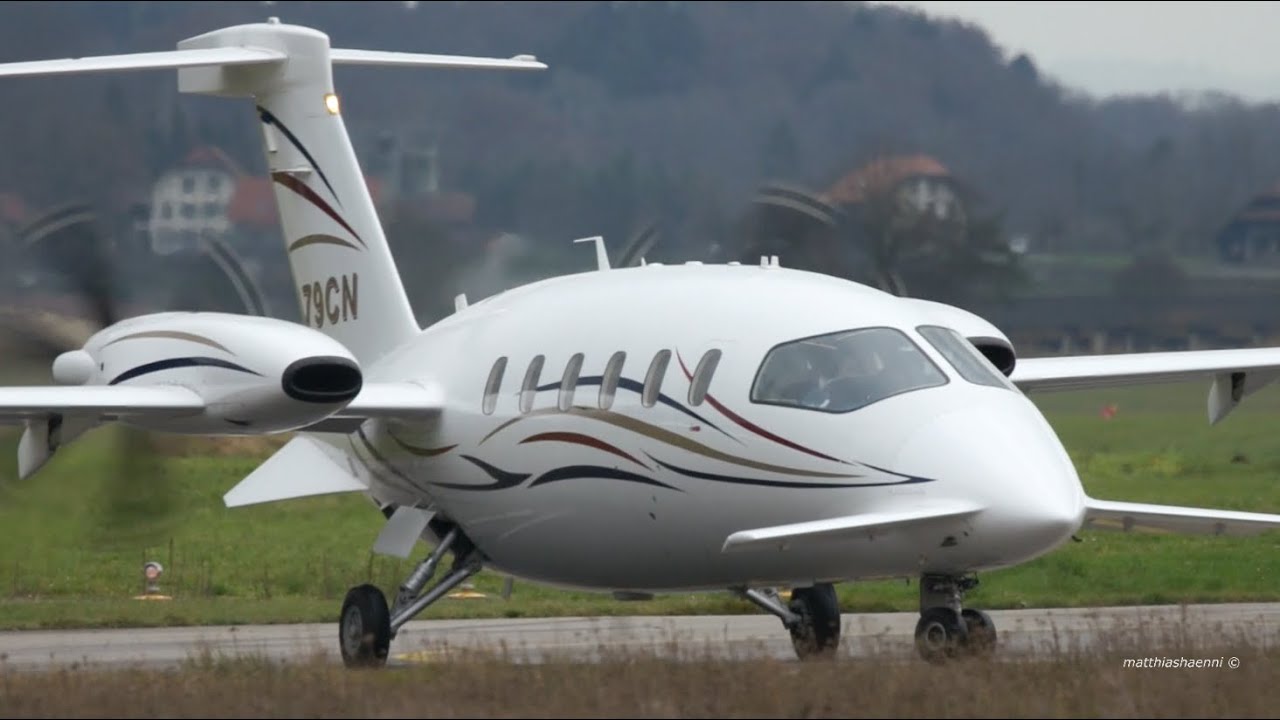 Piaggio P180 Avanti - N79CN - Take-Off at Bern Airport