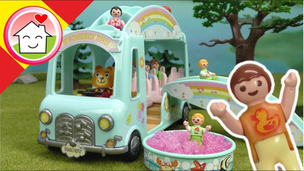 Playmobil en español El autobús de la fiesta infantil: historias en la guardería - La Familia Hauser