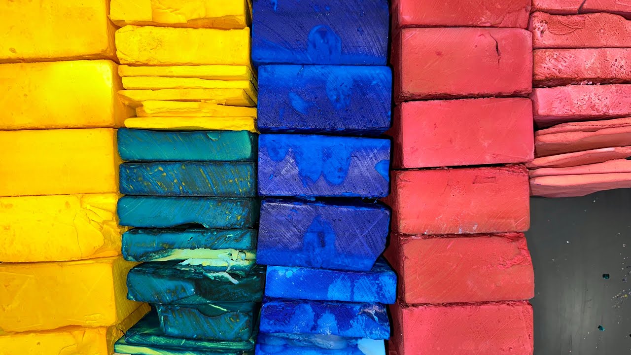 Mixture of Vibrant Dyed Chalk Shapes | ASMR