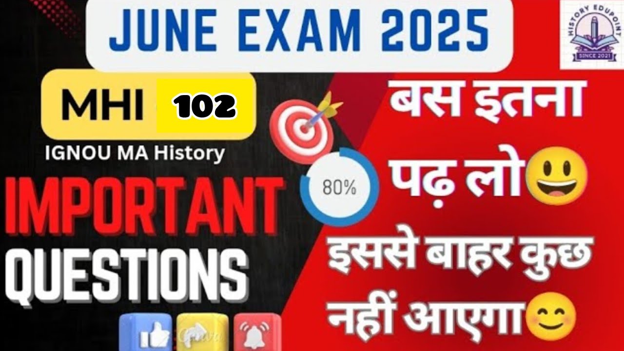 MHI 102 IMPORTANT Questions FOR JUNE Exam 2025 | IGNOU MA History  1st Year By Siddhi Tiwari #ignou