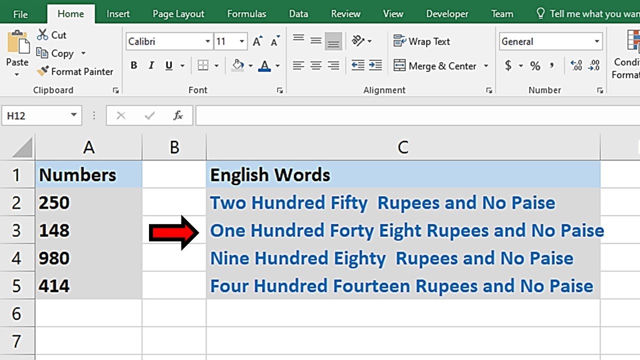 How to Convert Number into Words in Excel | in Hindi