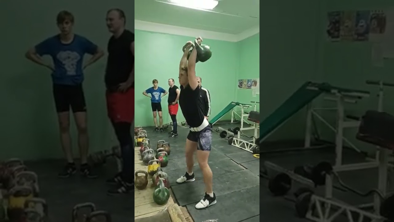 Гиревой спорт. Толчок гирь 2х24 кг.3 минуты . 85 подъемов . Толстошеев Артем. 2021