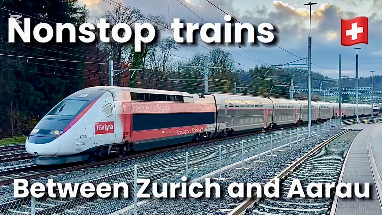 Busy train schedule between Zürich and Aarau |TGV, IC and regional trains | 🇨🇭Mägenwil, Switzerland