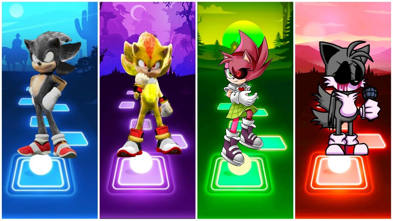 Dark Sonic 🆚 Super Shadow Sonic 🆚 Amy Exe Sonic 🆚 Tails Exe Sonic | Sonic Tiles Hop EDM Rush 