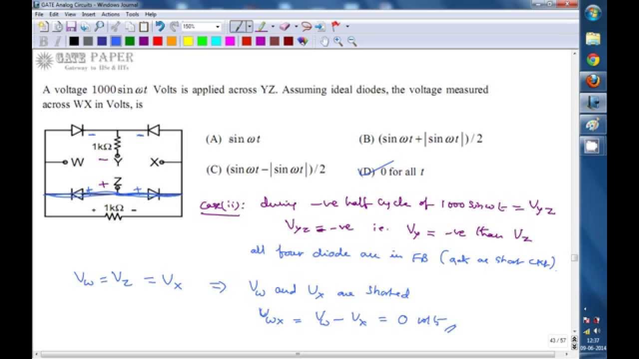 GATE 2013 ECE Voltage across W and X nodes