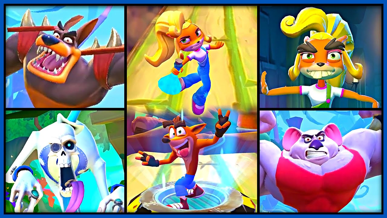 Crash On The Run - All Bosses (N Sanity Island) 4K