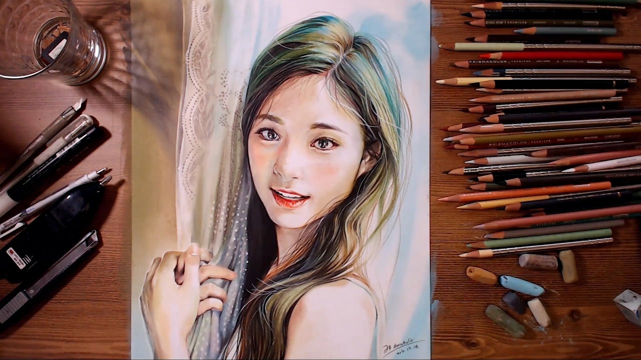 Drawing Tzuyu, Twice - speed drawing | drawholic