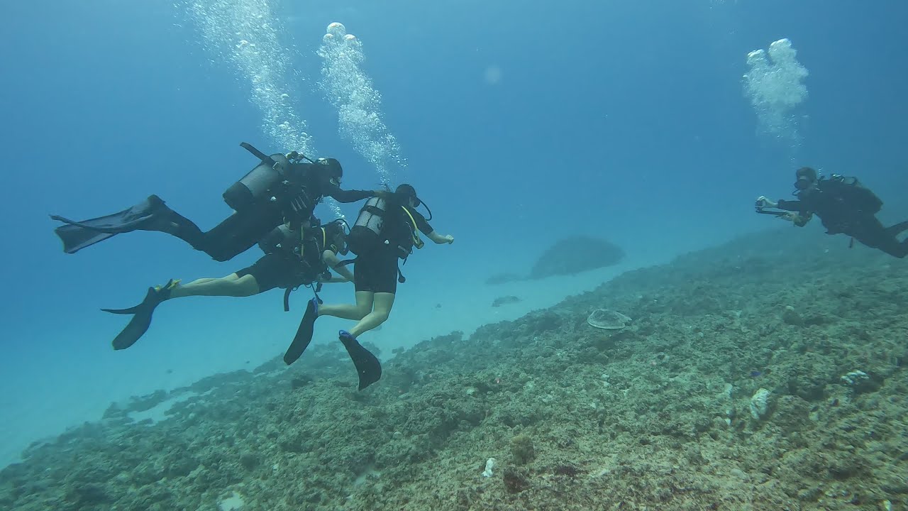 Discover Scuba Diving and a PADI Open Water trainee diver in Mauritius