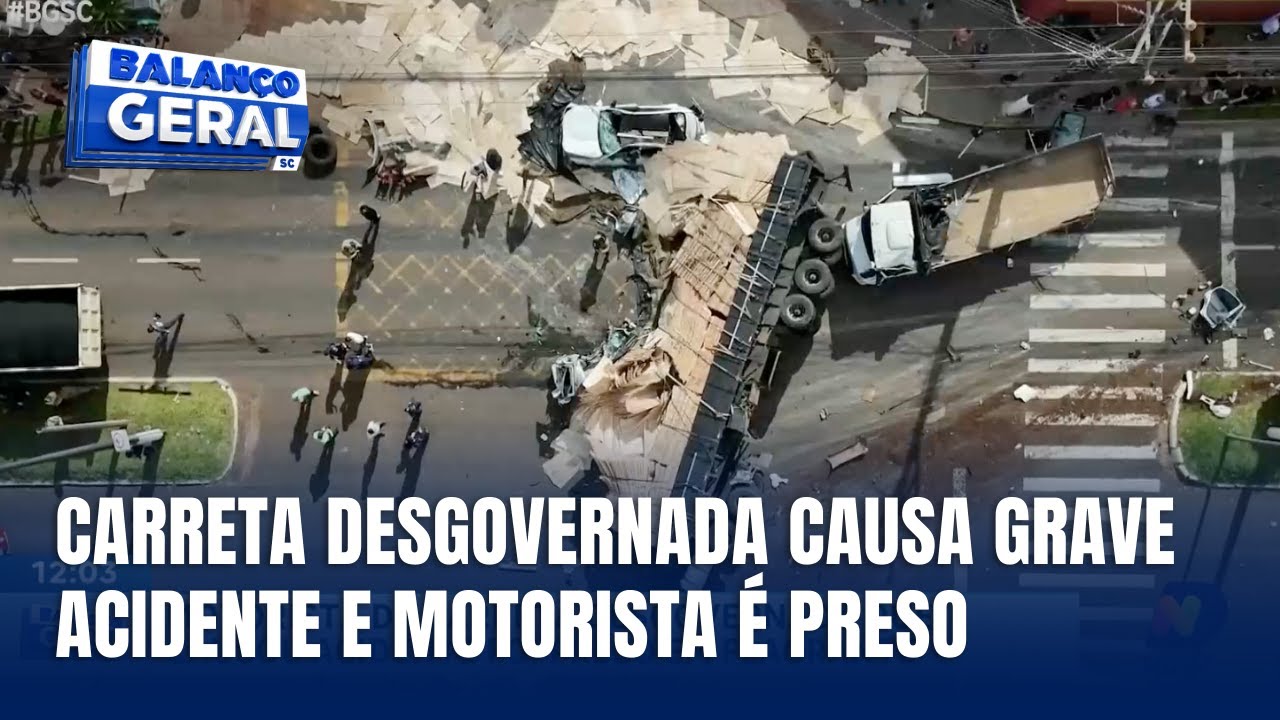 Motorista de carreta é preso após atingir mais de 10 veículos em Chapecó