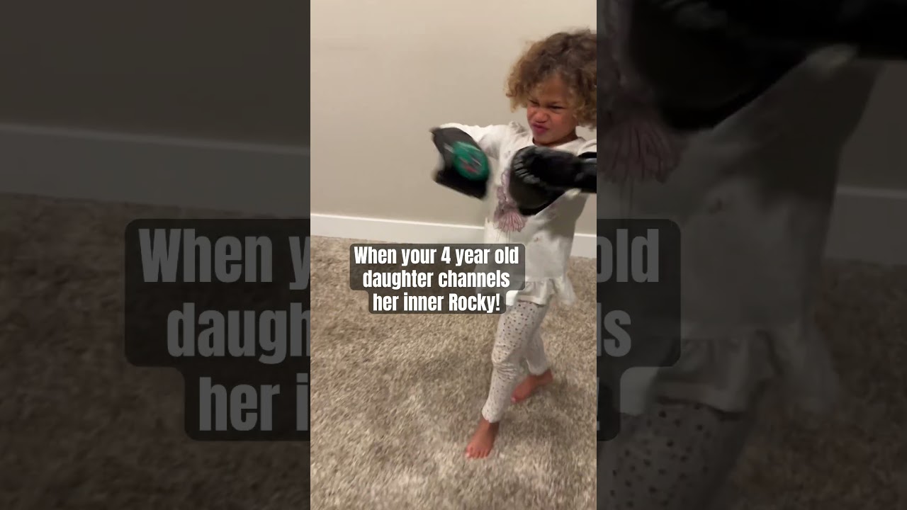 4-year-old unleashes her &lsquo;Eye of the Tiger&rsquo; spirit on punching bag!  #BoxingKid #EyeOfTheTiger