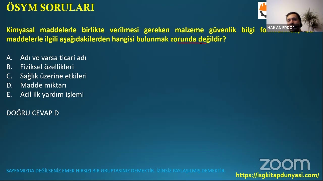 Kimyasal Risk Etmenleri Konu Anlatımı Ders 6- 2022
