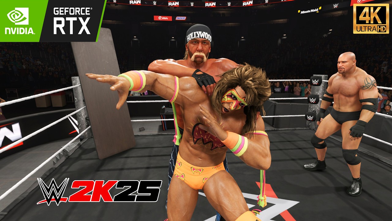 WWE 2K25 - Ultimate Warrior vs Goldberg vs Hulk Hogan | NO HOLDS BARRED CHAOS! 🔥(4k60fps)