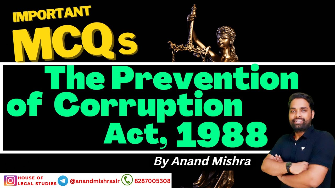 Prevention of Corruption Act, 1988 MCQs | MCQs of Corruption ACT | CBI APO MOCK |MP APO EXAM