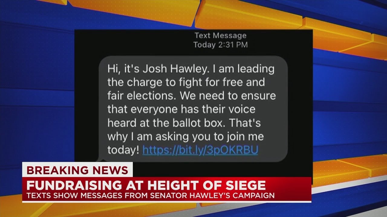 Sen. Hawley's campaign sends fundraising text at height of Capitol siege