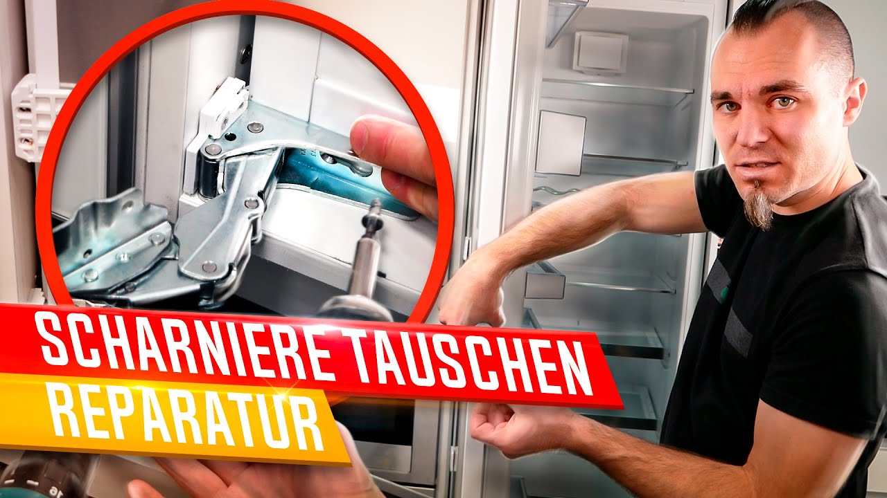 Kühlschrank Scharnier wechseln, Einbaukühlschrank defekte Bänder tauschen! LÖSUNG✅