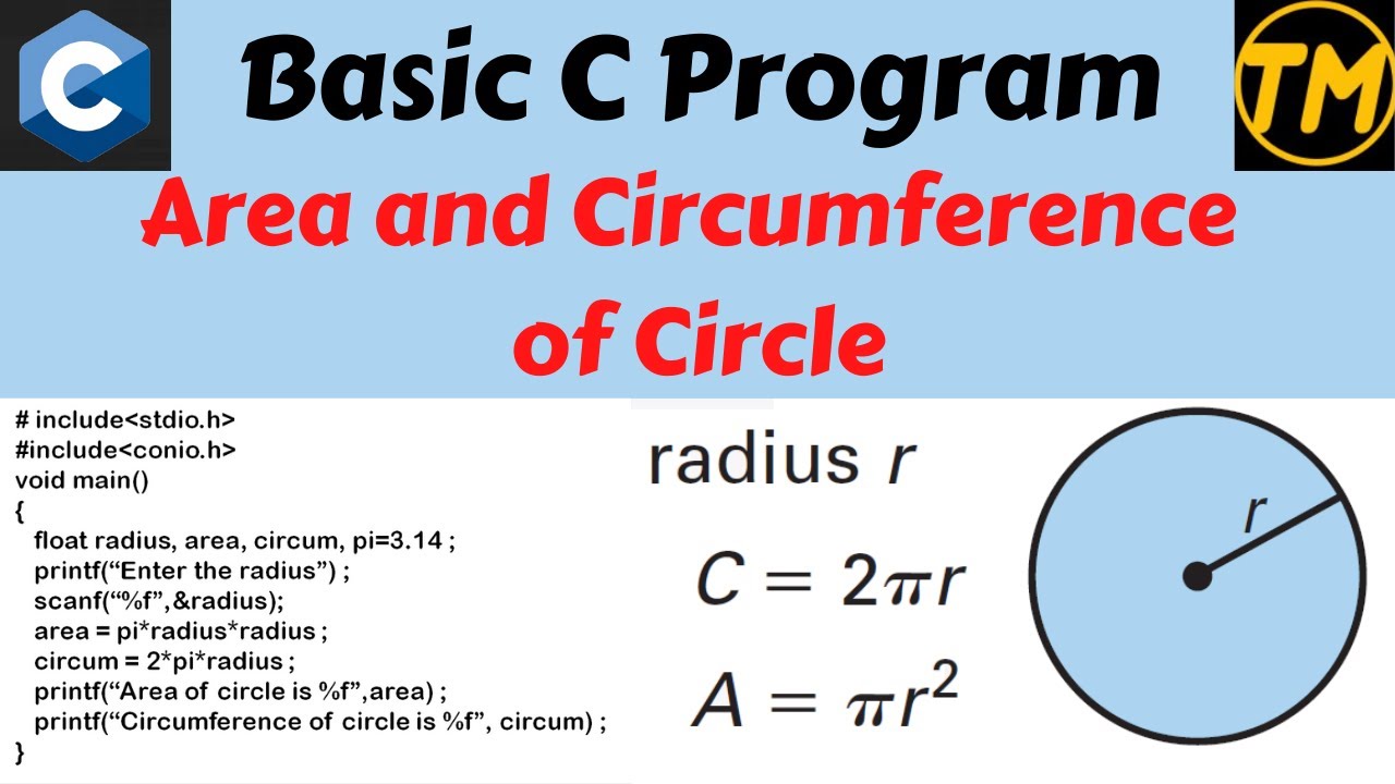 C Tutorial | Basic c programs | Calculate Area of circle in C Programming | Area of Circle in C | C