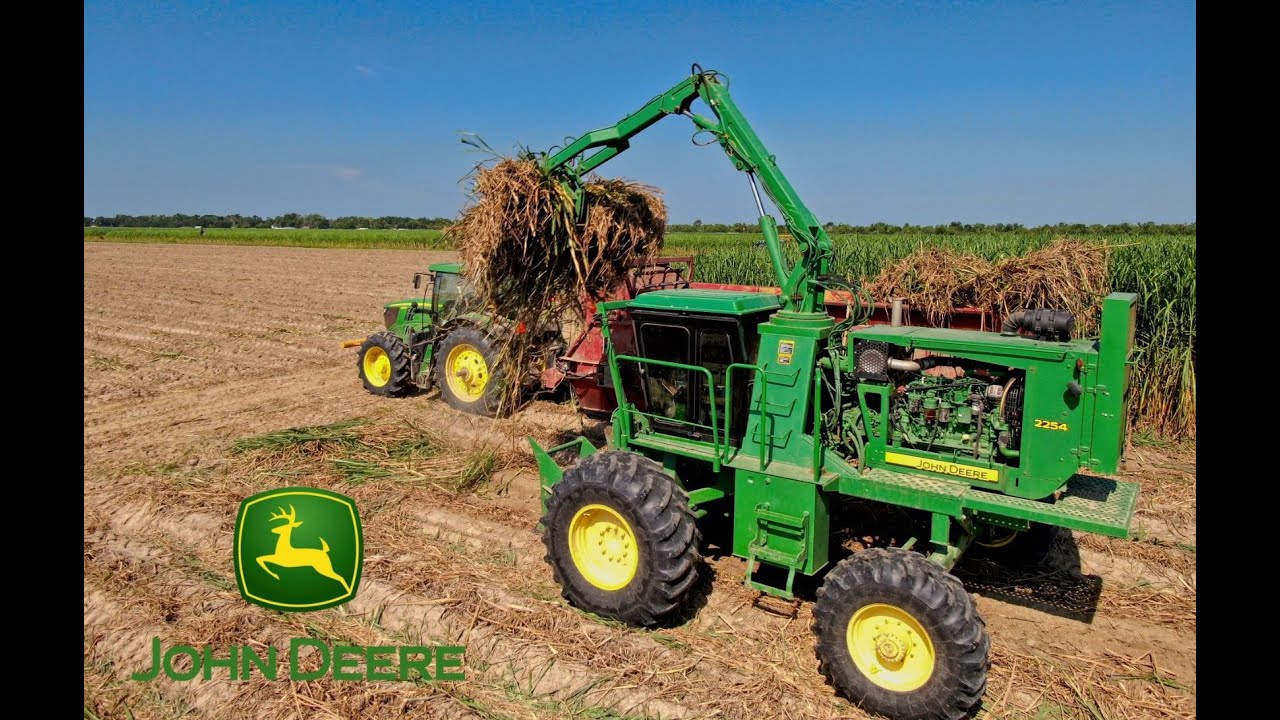 Loading Seed Sugar Cane with a John Deere 2254 Cane Loader 4K