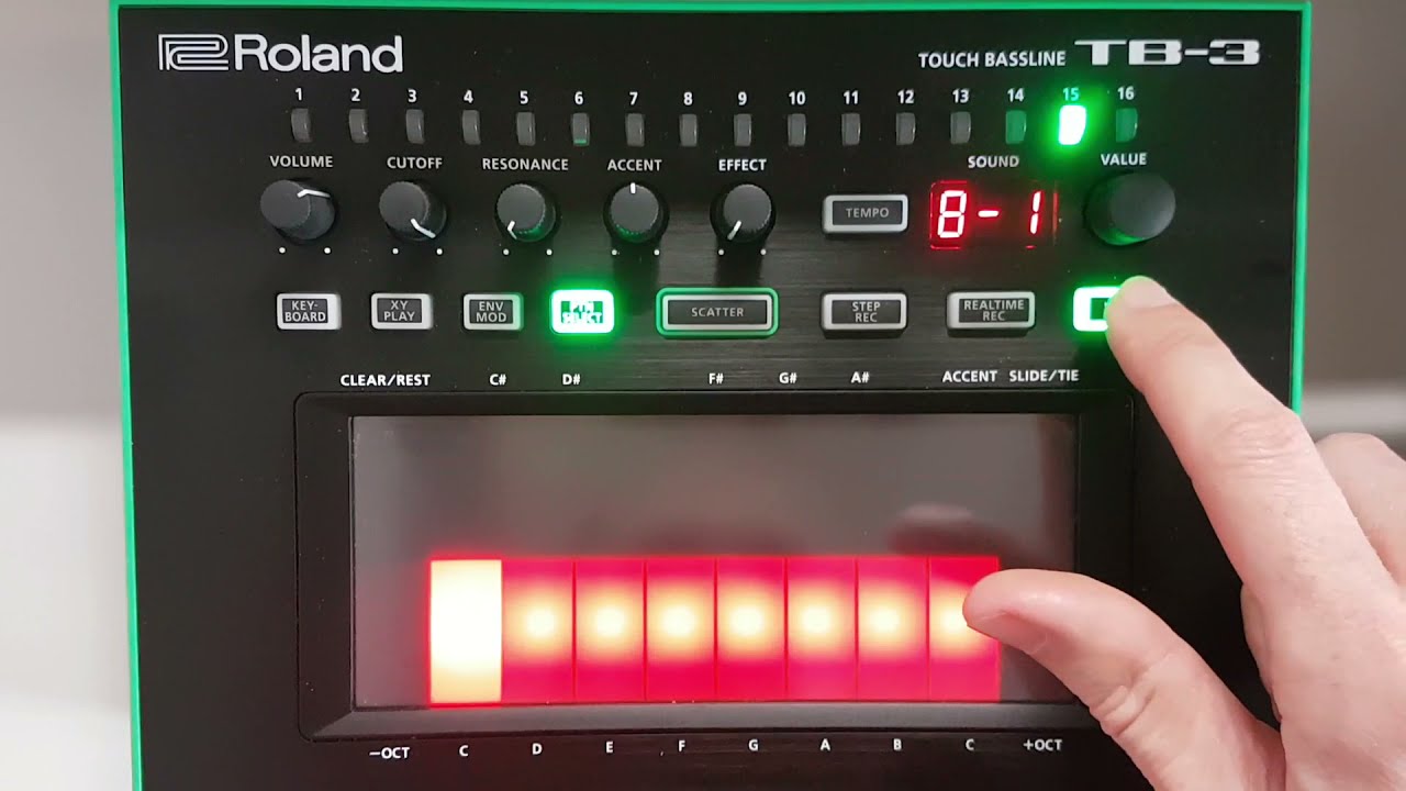 Roland Aira Tb3 - How to build Long Note EDM Bassline (Basic)