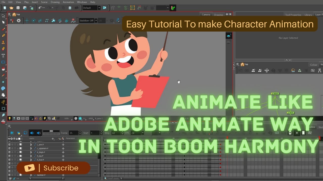 Toon Boom Harmony Character animation Tutorial: Animating a Character Like in Adobe Animate way