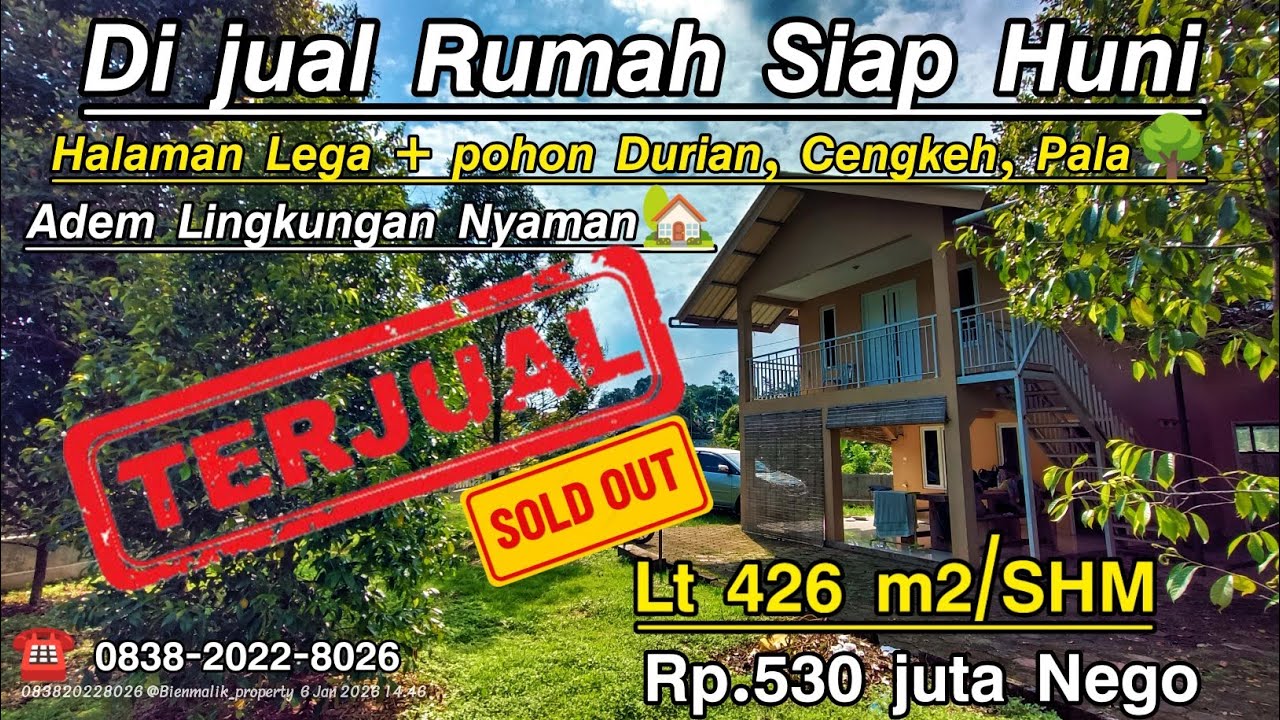 🏡 Dijual Rumah 2 Lantai Gaya Villa Siap Huni – Halaman Luas, Udara Sejuk & Lingkungan Tenang 🌿