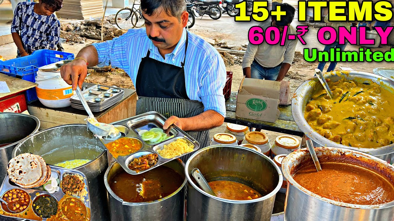 15 सालो से Chandigarh ka धमाका। 15+ items Thali वो भी Unlimited Only 60/-₹। Street food India